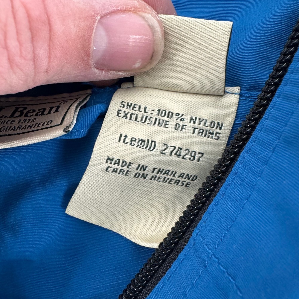 LL Bean Mountain Classic Anorak Mens Medium Blue Half Zip Windbreaker 274297 - Picture 3 of 3